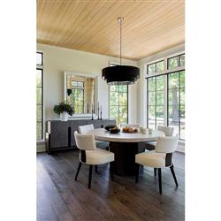 Ezra Rustic Lodge Beige Wood Top Bronze Metal Round Dining Table - 60"W|