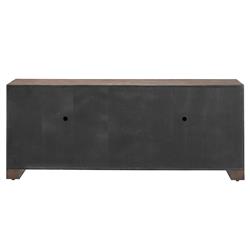 Ethan Rustic Lodge Brown Oak Bronze Metal Sideboard|