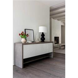 Ethan Modern White Wood Weathered Grey Oak Rectangular Sideboard|