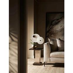 Ethan Modern Classic Brown Walnut Wood Silver Leaf Rectangular C Side Table|