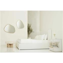 Tristan Modern Classic White Upholstered Cotton Wingback Bed - Queen|