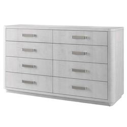 Tristan Modern Classic White Wood Silver Metal Double Dresser|