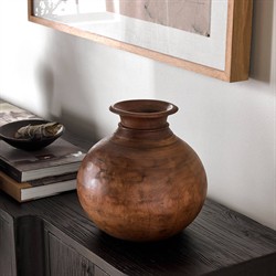 Phil Rustic Lodge Brown Wood Decorative Table Vase|