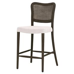 Zachary Coastal Beach Dark Brown Oak Wood Cane Back Counter Stool|