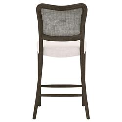 Zachary Coastal Beach Dark Brown Oak Wood Cane Back Counter Stool|