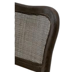 Zachary Coastal Beach Dark Brown Oak Wood Cane Back Dining Chair - Set of 2|