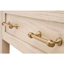 Stacy Modern Classic Light Brown Oak Brass Steel Accent 1 Drawer Nightstand|