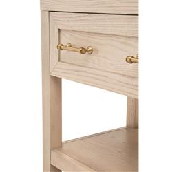Stacy Modern Classic Light Brown Oak Brass Steel Accent 1 Drawer Nightstand|