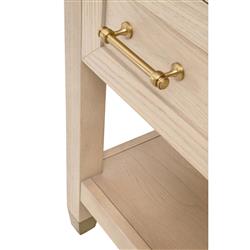 Stacy Modern Classic Light Brown Oak Brass Steel Accent 1 Drawer Nightstand|