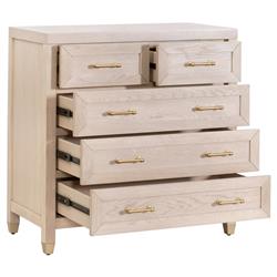 Stacy Modern Classic Light Brown Oak Brass Steel 5 Drawer Dresser|