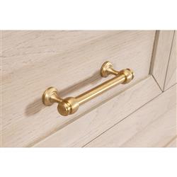 Stacy Modern Classic Light Brown Oak Brass Steel 5 Drawer Dresser|