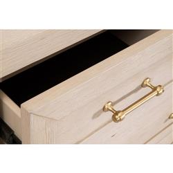 Stacy Modern Classic Light Brown Oak Brass Steel 5 Drawer Dresser|