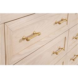 Stacy Modern Classic Light Brown Oak Brass Steel 6 Drawer Double Dresser|
