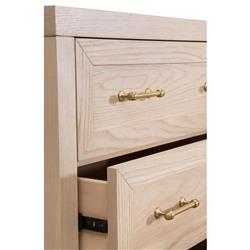 Stacy Modern Classic Light Brown Oak Brass Steel 6 Drawer Double Dresser|