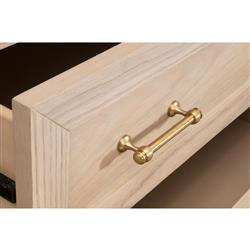 Stacy Modern Classic Light Brown Oak Brass Steel 6 Drawer Double Dresser|