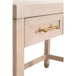 Stacy Modern Classic Light Brown Oak Wood Brass Steel 3 Drawer Desk|