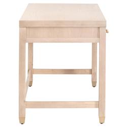 Stacy Modern Classic Light Brown Oak Wood Brass Steel 3 Drawer Desk|