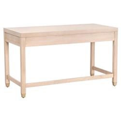 Stacy Modern Classic Light Brown Oak Wood Brass Steel 3 Drawer Desk|