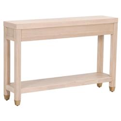 Stacy Modern Light Brown Oak Brass Steel 3 Drawer Rectangular Console Table|