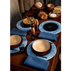 L'Objet Terra Modern Classic Indigo Porcelain Charger Plate|