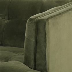 Allen Mid Century Green Velvet Upholstered Brown Wood Tufted Arm Chair|