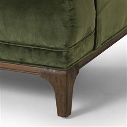 Allen Mid Century Green Velvet Upholstered Brown Wood Tufted Arm Chair|