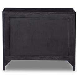 Rhian Coastal Beach Black Mango Wood Black Woven Cane 3 Drawer Nightstand|