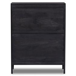 Rhian Coastal Beach Black Mango Wood Black Woven Cane 3 Drawer Dresser|