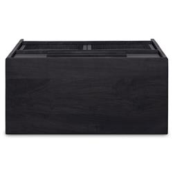 Rhian Coastal Beach Black Mango Wood Black Woven Cane 3 Drawer Dresser|