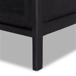 Rhian Coastal Beach Black Mango Wood Black Woven Cane 3 Drawer Dresser|