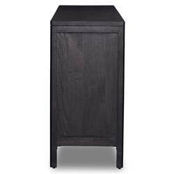 Rhian Coastal Natural Woven Cane Black Mango Wood 9 Drawer Dresser|