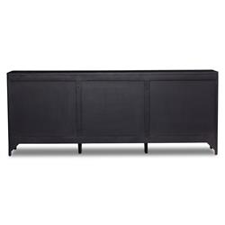 Rhian Coastal Natural Woven Cane Black Mango Wood 9 Drawer Dresser|