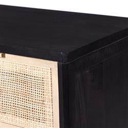 Rhian Coastal Natural Woven Cane Black Mango Wood 9 Drawer Dresser|