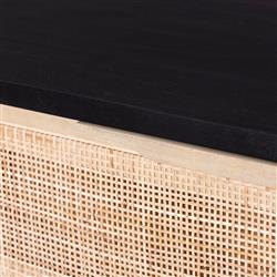 Rhian Coastal Natural Woven Cane Black Mango Wood 9 Drawer Dresser|