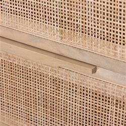Rhian Coastal Natural Woven Cane Black Mango Wood 9 Drawer Dresser|
