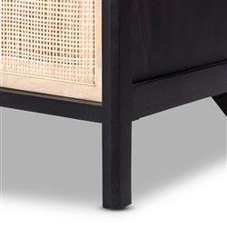 Rhian Coastal Natural Woven Cane Black Mango Wood 9 Drawer Dresser|