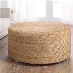 Barnum Coastal Beach Tan Jute Round Stool|