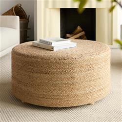 Barnum Coastal Beach Tan Jute Round Stool|