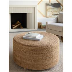 Barnum Coastal Beach Tan Jute Round Stool|