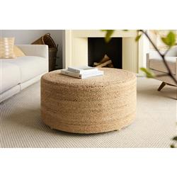 Barnum Coastal Beach Tan Jute Round Stool|