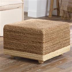 Sienna Coastal Beach Tan Square Pouf|
