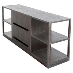 Chrei Mid Century Dark Brown Ash Wood Brass Handles Media Cabinet - 72"W|