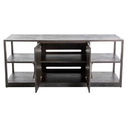 Chrei Mid Century Dark Brown Ash Wood Brass Handles Media Cabinet - 72"W|