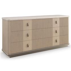 Adalyn Modern Classic Travertine Beige Wood Double Dresser|
