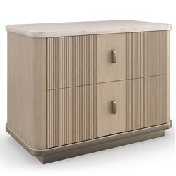 Adalyn Modern Classic Travertine Beige Oak Nightstand - 34"|