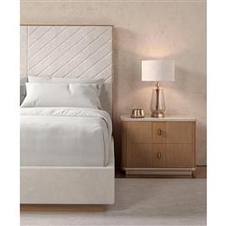 Adalyn Modern Classic Travertine Beige Oak Nightstand - 34"|