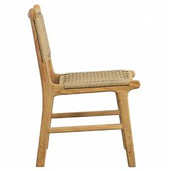 Costa Coastal Beach Natural Teak Woven Wicker Outdoor Dining Side Chair|