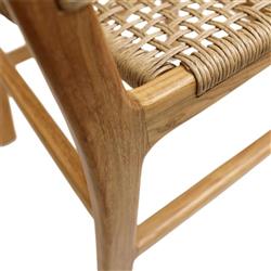 Costa Coastal Beach Natural Teak Woven Wicker Outdoor Dining Side Chair|