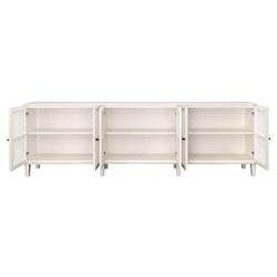 Gabriel Coastal Beach White Acacia Wood Woven Rattan Sideboard - 109"|
