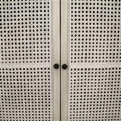 Gabriel Coastal Beach White Acacia Wood Woven Rattan Sideboard - 109"|